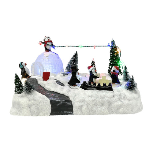 Lumineo Animated Penguins Play Scene - 10.5" Lights & Motion