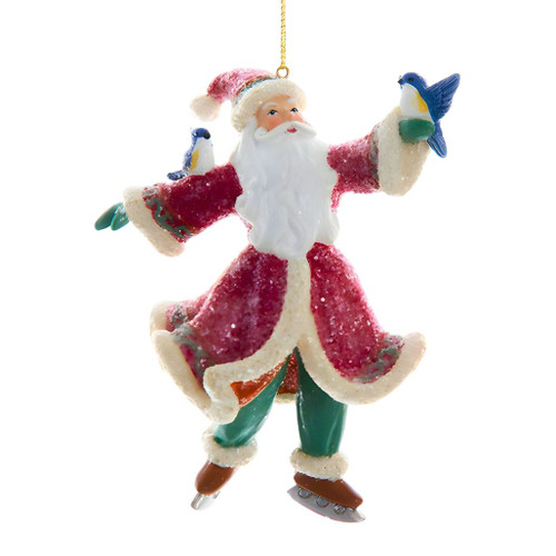 Comfort And Joy Skating Santa Ornament