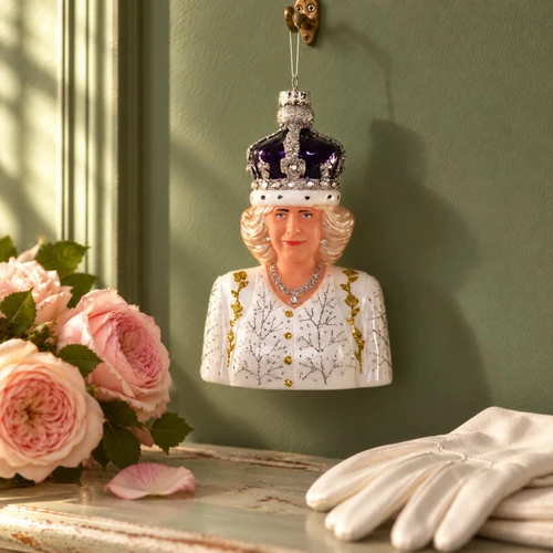 Cody Foster Royal Matriarch Ornament – glass Christmas ornament styled in a fun, eclectic home scene