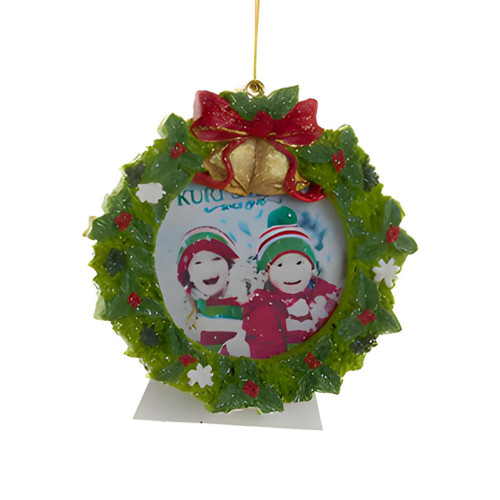 Holly Wreath Resin Photo Frame Ornament