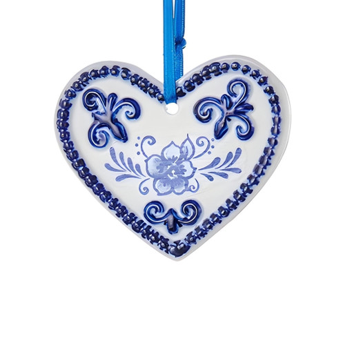 Delft Blue Porcelain Heart Ornament