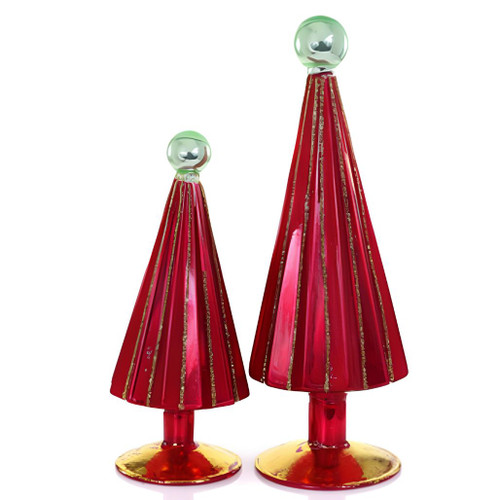 Pleated Tree Small Red Green Set of 2