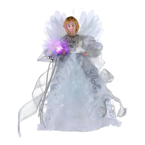 12" LED Color-Changing Fiber-Optic Angel Treetop