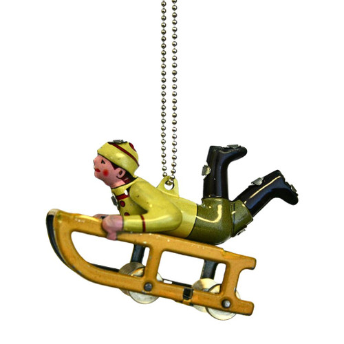 Tin Boy Sledding Ornament