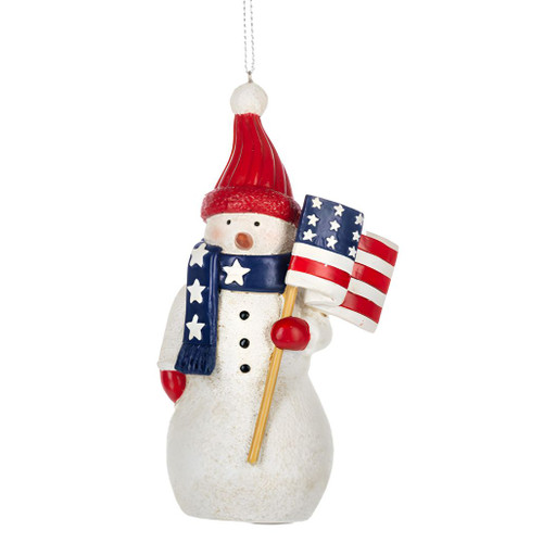 Patriotic Snowman Christmas Ornament