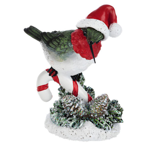 Santa Hummingbird on Pine Cones Holiday Figurine