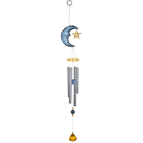 Blue Moon Windchime with Star and Crystals