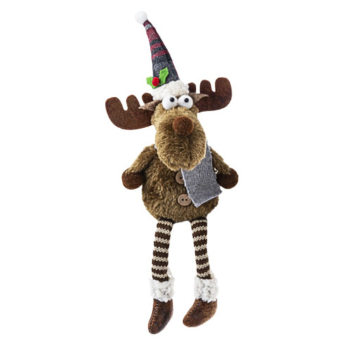 Moose Sitter with Legs and Grey Scarf