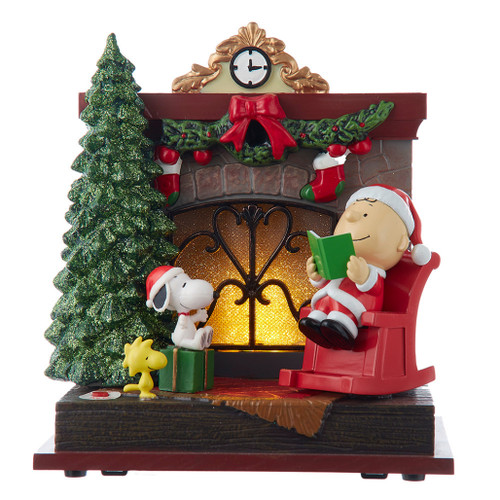 Peanuts Santa Charlie Brown Musical Fireplace Figurine