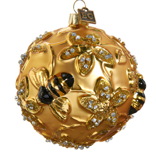 Gilded Bee Ball Ornament