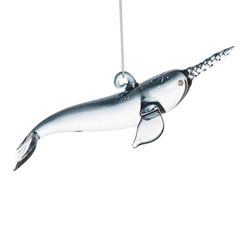 Blown Glass Narwhal Ornament