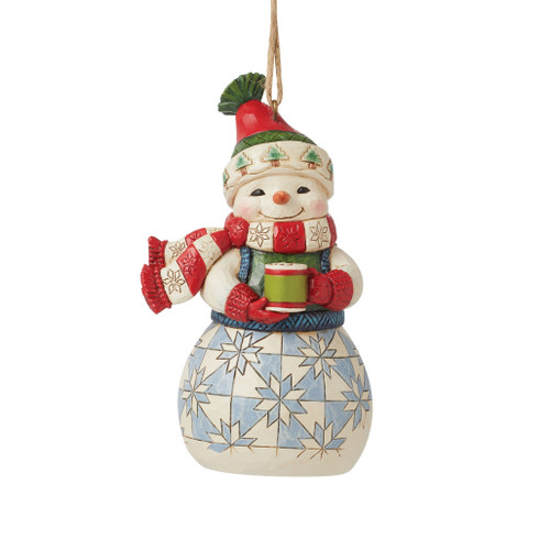 Jim Shore - Heartwood Creek - Snowman with Cocoa Ornament