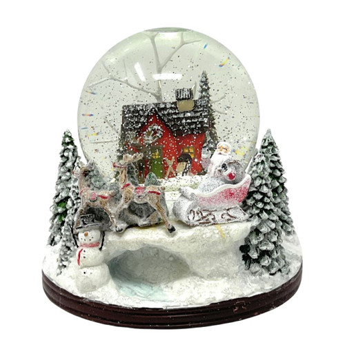 House Santa Sleigh Lit Swirling Glitter Music Globe