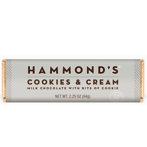 Hammond's Candies Cookies and Cream Milk Chocolate Bar