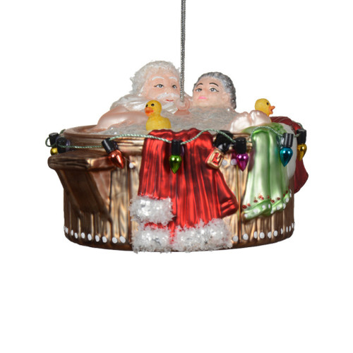 Santa and Mrs. Claus in Hot Tub Ornament