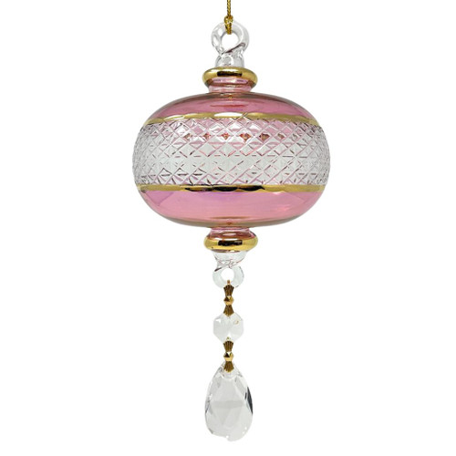 Large Pink Sphere Ornament with Crystals