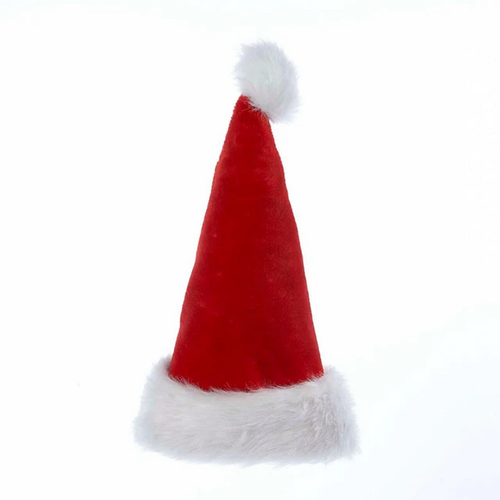 Kurt Adler Plush Santa Hat with Fur Cuff & Pom-Pom