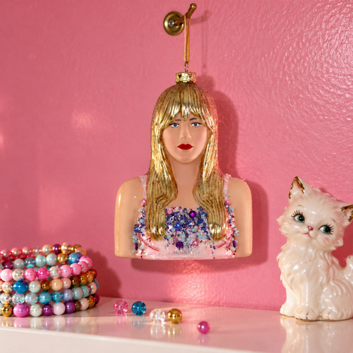 Cody Foster Taylor Swift Ornament – glass Christmas ornament styled in a fun, eclectic home scene