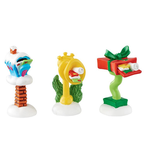 Department 56- Grinch Village- Who-Ville Wacky Mailboxes Set of 3 Accessory