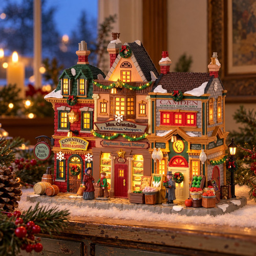 Lemax Mrs. Cratchit's Christmas Shoppes – collectible Christmas village piece displayed in a cosy home