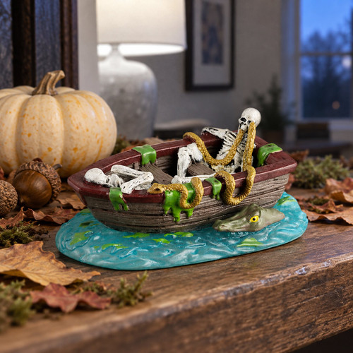 Lemax Spooky Town - Lost In The Lagoon – collectible Halloween village piece displayed in a cosy home