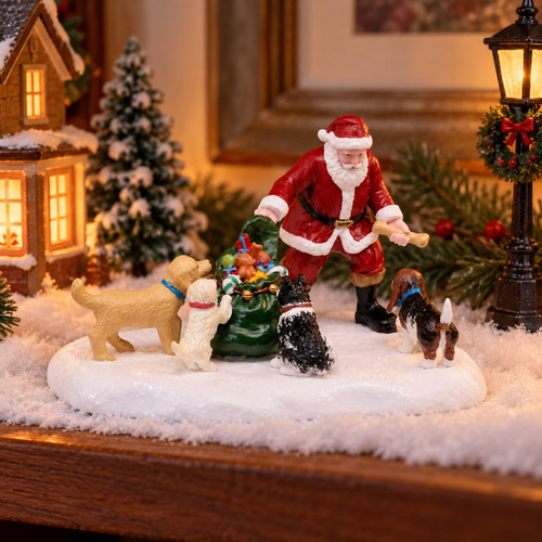 Lemax Dog Park Christmas – collectible Christmas village piece displayed in a cosy home