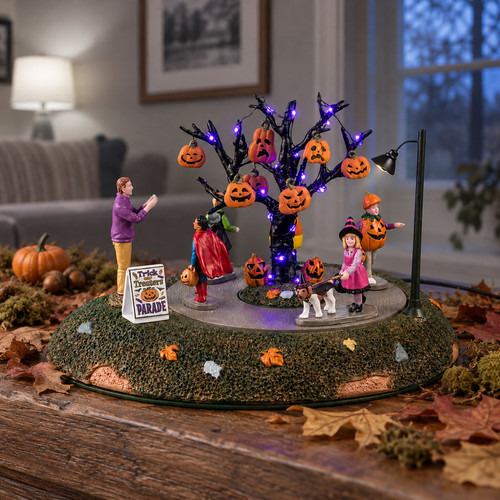 Lemax Spooky Town - Trick or Treaters Parade – collectible Halloween village piece displayed in a cosy home