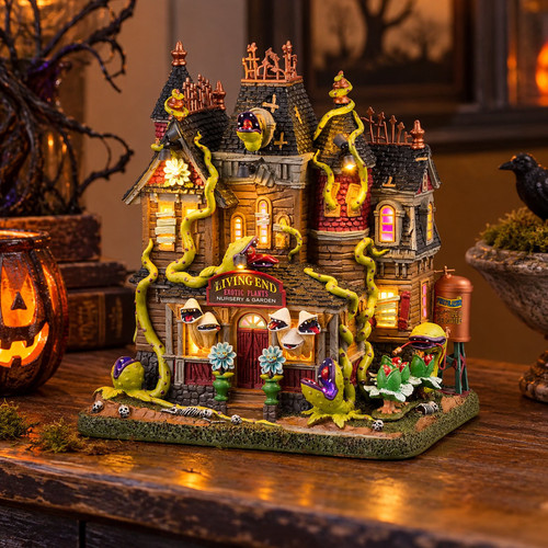 Lemax Spooky Town - The Living End – collectible Halloween village piece displayed in a cosy home