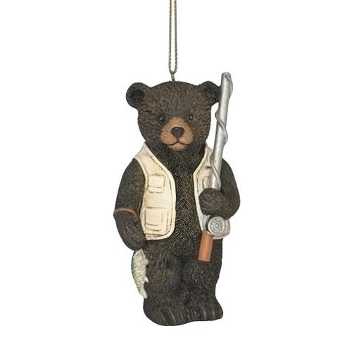 Bear With Fishing Pole  Ornament