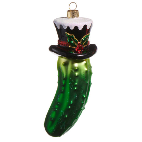 Pickle in Black Hat Ornament
