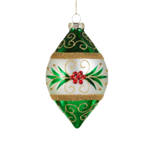 Green & White Ellipse Ornament