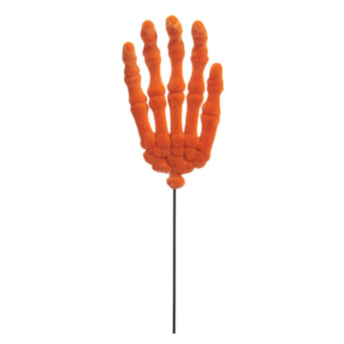 Orange Flocked Skeleton Hand