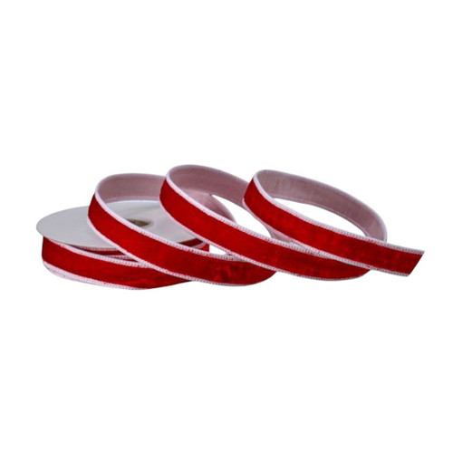 Red/White Sheldon Velvet Ribbon 1 Inch x 10 Yards