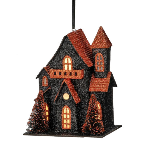 LED Halloween Glitter House Ornament with Balcony