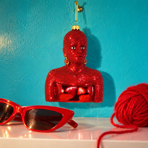Cody Foster Doja Cat Ornament – glass Christmas ornament styled in a fun, eclectic home scene