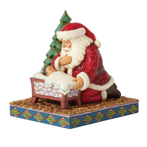 Jim Shore - Heartwood Creek - Santa Kneeling Over Baby Jesus Figurine
