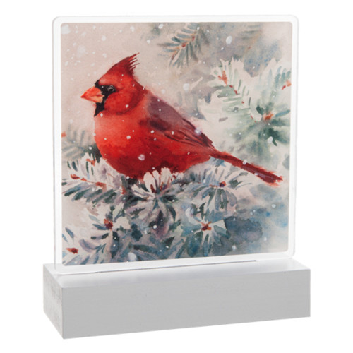 LED Light Up Winter Cardinal Tabletop Decor