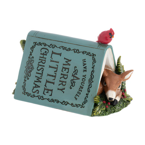 Deer Under Book Figurine
