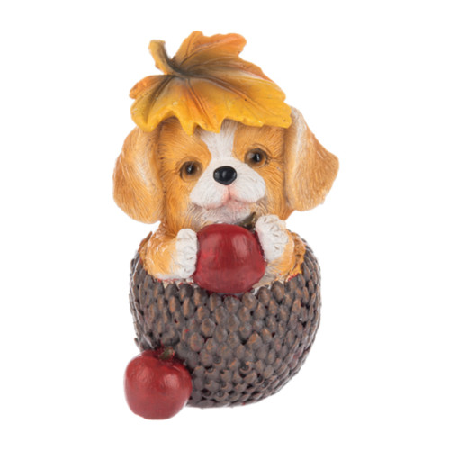 Autumn Harvest Puppy In Pinecone Figurine