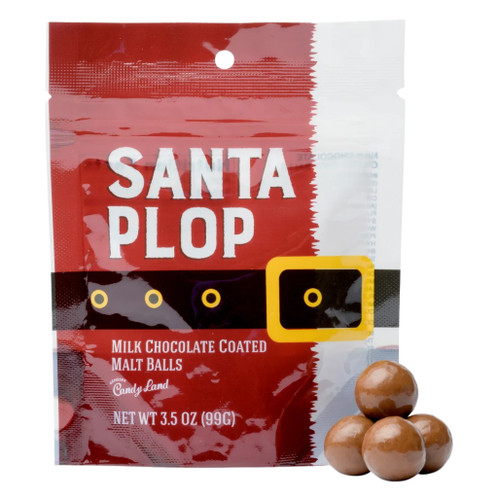 Santa Plop Milk Chocolate Coated Malt Balls 3.5oz Bag