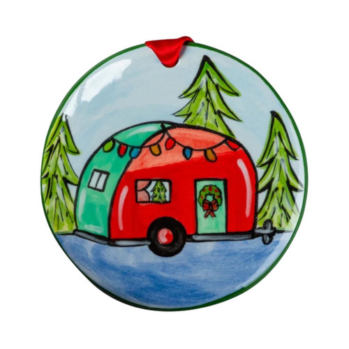 Nola Watkins Hand Painted Retro Camper Ornament