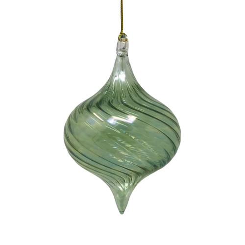 Egyptian Museum Green Swirl Onion Glass Ornament