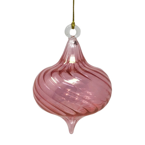 Egyptian Museum Pink Swirl Onion Glass Ornament