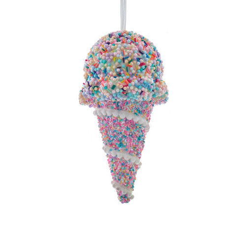 Rainbow Pastel Ice Cream Cone Ornament