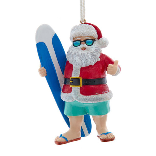 Beach Surfer Santa Ornament