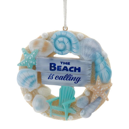 Beach Is Calling Seashell Wreath Ornament