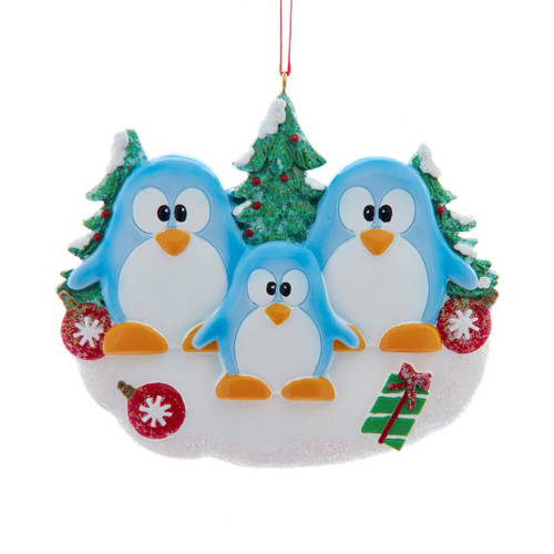 Personalized Penguin Family of 3 Ornament