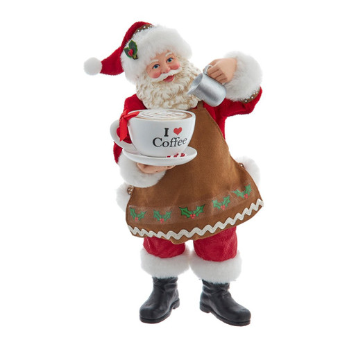 Fabriche Santa with Oversized Coffee Cup Figurine
