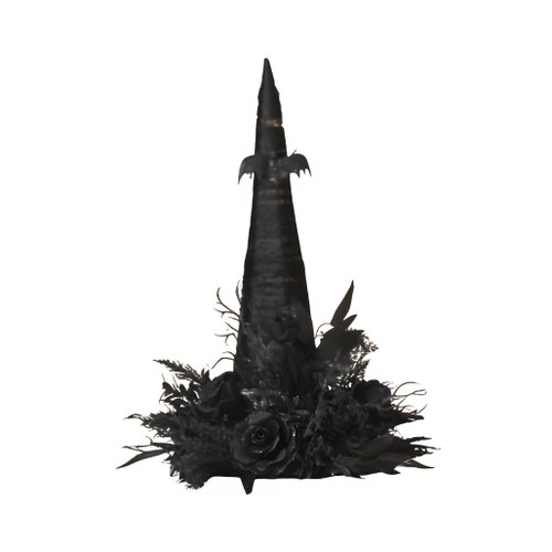 Halloween Witch Hat with Floral Accents