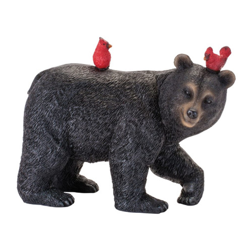 Standing Resin Bear with Cardinals Figurine
